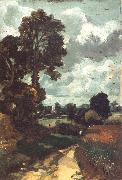 John Constable A country lane,with a church in the distance oil painting